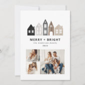 日本モダンクリスマス北欧の家3写真シック シーズンカード (正面)