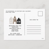 日本モダンクリスマス北欧の家3写真シック シーズンポストカード (裏面)