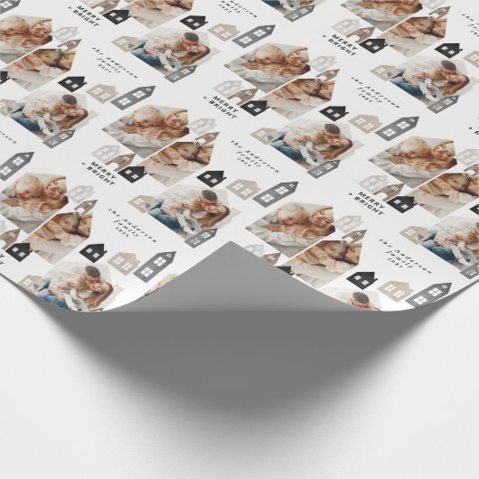 日本モダンクリスマス北欧の家3写真シック ラッピングペーパー (角)