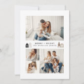 日本モダンクリスマス北欧の家4写真シック シーズンカード (正面)