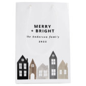 日本モダンクリスマス北欧スタイリッシュ住宅 ミディアムペーパーバッグ (正面)