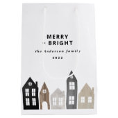 日本モダンクリスマス北欧スタイリッシュ住宅 ミディアムペーパーバッグ (裏面)