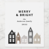 日本モダンクリスマス北欧スタイリッシュ住宅 ワインラベル (シングルラベル)