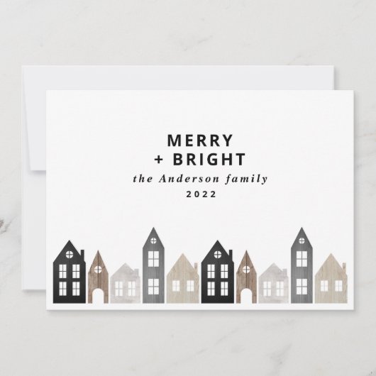 日本モダンクリスマス北欧ハウススタイリッシュズHolid シーズンカード (正面)