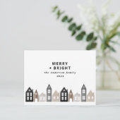 日本モダンクリスマス北欧ハウススタイリッシュズHolid シーズンポストカード (スタンド正面)