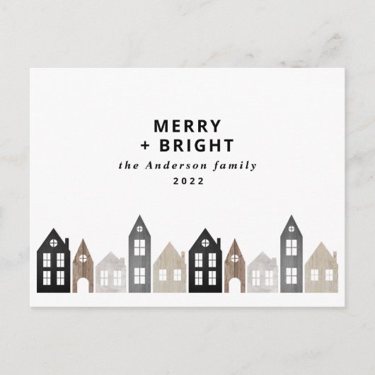 日本モダンクリスマス北欧ハウススタイリッシュズHolid シーズンポストカード (正面)