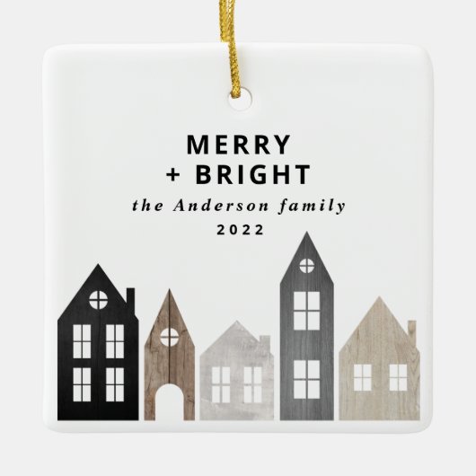 日本モダンクリスマス北欧ハウススタイリッシュズHolid セラミックオーナメント (正面)