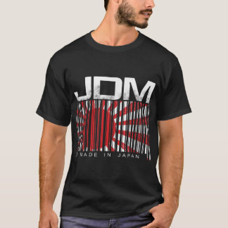 日本モータースポーツメンズ製JDMバーコード Tシャツ