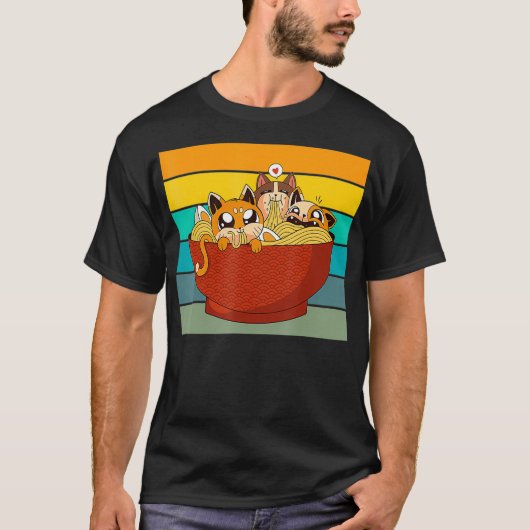 日本ラーメンしょうゆ猫WAVE Tシャツ (正面)