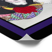 日本ヴィンテージファインアート猫と着物 ポスター (角)