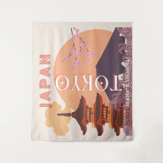 日本ヴィンテージ旅行アート タペストリー (正面)