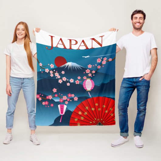 日本ヴィンテージ旅行ポスターl山富士 フリースブランケット (インサイチュ)