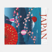 日本ヴィンテージ旅行ポスターl山富士 フリースブランケット (正面(横))