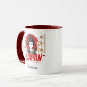 日本ヴィンテージ芸者フラッグコイと蓮の花 マグカップ (正面左)