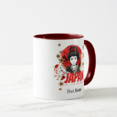 日本ヴィンテージ芸者フラッグコイと蓮の花 マグカップ (正面右)