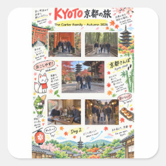 日本京都旅行5枚フォトコラージュトラベルZine スクエアシール