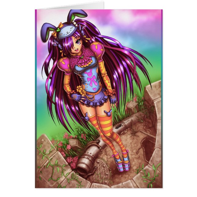 日本人のファッションの日本製アニメの女の子 (正面)