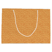 日本人の渦巻パターン-マンダリン及び淡いオレンジ色 ラージペーパーバッグ (裏面)