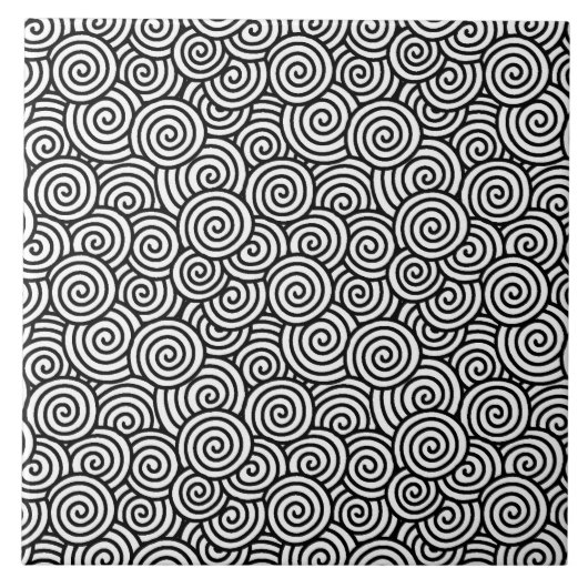 日本人の渦巻パターン-白および黒 タイル (正面)