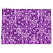 日本人のAsanohaパターン-紫色の紫色 ラージペーパーバッグ (裏面)