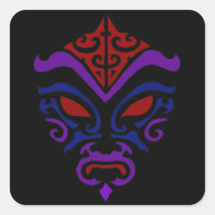 日本人のKabukiのマスクの種族の紫色の化粧 スクエアシール