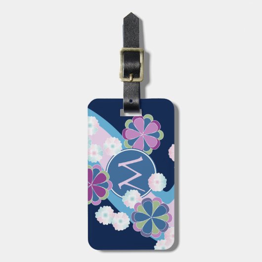 日本人のNagarekikuの菊の川の花柄 ラゲッジタグ (正面縦)