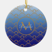 日本人のSeigaihaの帆立貝のGradatedのロイヤルブルーの金ゴールド