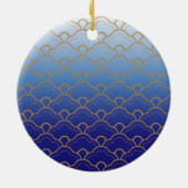 日本人のSeigaihaの帆立貝のGradatedのロイヤルブルーの金ゴールド セラミックオーナメント (裏面)