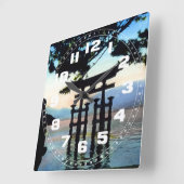 日本人のTorriのヴィンテージの伝統的なゲート スクエア壁時計 (傾斜)