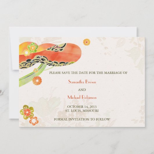 日本人のWashiの結婚式の保存日付の招待状 セーブザデート (裏面)