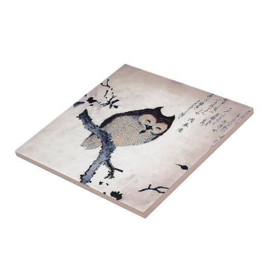日本人のWoodblockの芸術のフクロウのプリント タイル (側面)