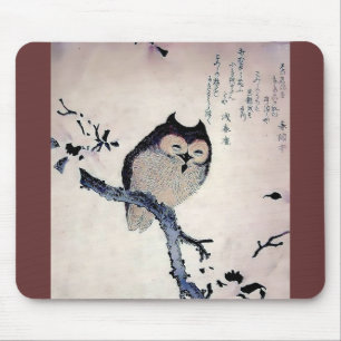 日本人のWoodblockの芸術のフクロウのプリント マウスパッド