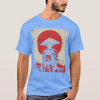 日本人エイリアン戦士サムライカタナUFOアート女性 Tシャツ