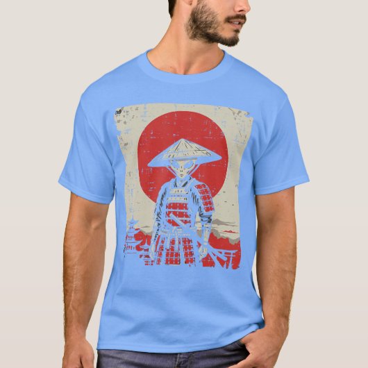 日本人エイリアン戦士サムライカタナUFOアート女性 Tシャツ (正面)