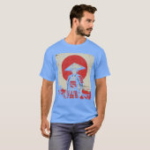 日本人エイリアン戦士サムライカタナUFOアート女性 Tシャツ (正面フル)