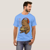 日本人ゲーマーカピバラアート男性女性少年おもしろいG Tシャツ (正面フル)