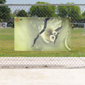 日本人WOODBLOCKのプリントのフクロウの旗 横断幕 (インサイチュ)