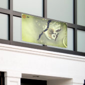 日本人WOODBLOCKのプリントのフクロウの旗 横断幕 (ビルの外側)