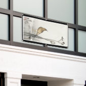 日本人WOODBLOCKのプリントの鳥の旗 横断幕 (ビルの外側)