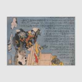 日本人WOODBLOCKのプリントのCATおよび人のティッシュペーパー 薄葉紙