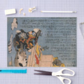 日本人WOODBLOCKのプリントのCATおよび人のティッシュペーパー 薄葉紙 (クラフト)