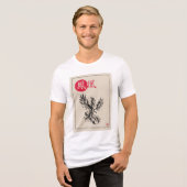 日本伝統の墨絵の鳳凰 トライブレンドTシャツ (正面全面)