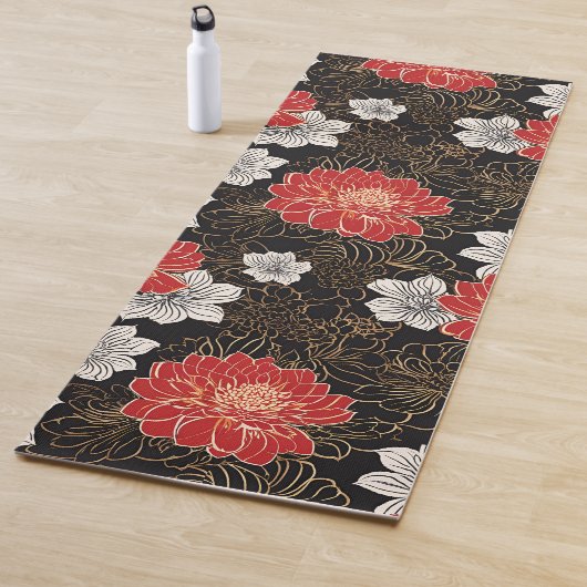 日本伝統的スタイル花柄 ヨガマット (インサイチュ)