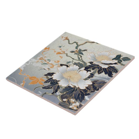 日本伝統的九谷装飾美術8 タイル (側面)