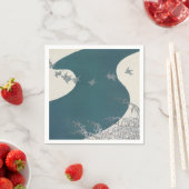 日本伝統的河風景鳥na スタンダードカクテルナプキン (インサイチュ)