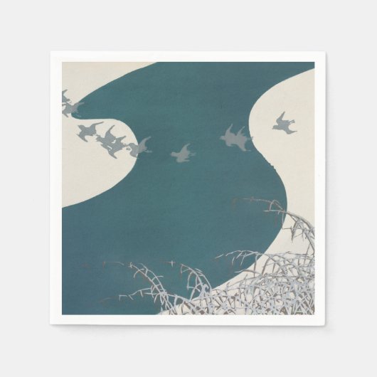 日本伝統的河風景鳥na スタンダードカクテルナプキン (正面)