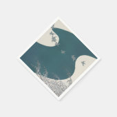 日本伝統的河風景鳥na スタンダードカクテルナプキン (角)
