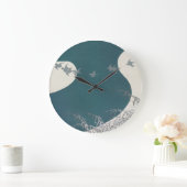 日本伝統的河風景鳥na ラージ壁時計 (ホーム)
