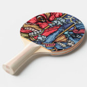 日本侍熱狂するドラゴン落書き 卓球ラケット (正面アングル)