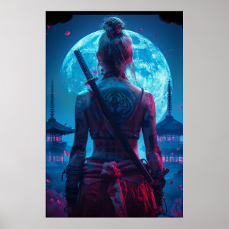 日本刀の女剣士 - 日本の文化 ポスター